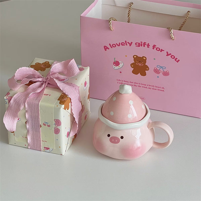 Cute Pig Mug with Lid