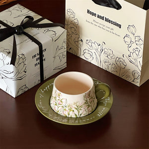 Oil Painting Flower Coffee Cup