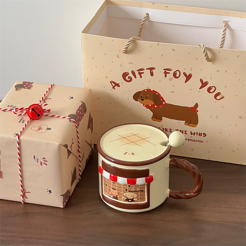 Cat Cafe Mug with Lid