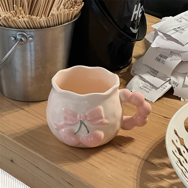 Cherry Beaded Pink Mug
