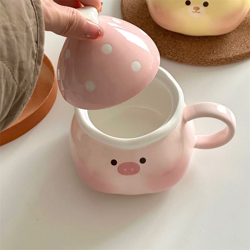 Cute Pig Mug with Lid