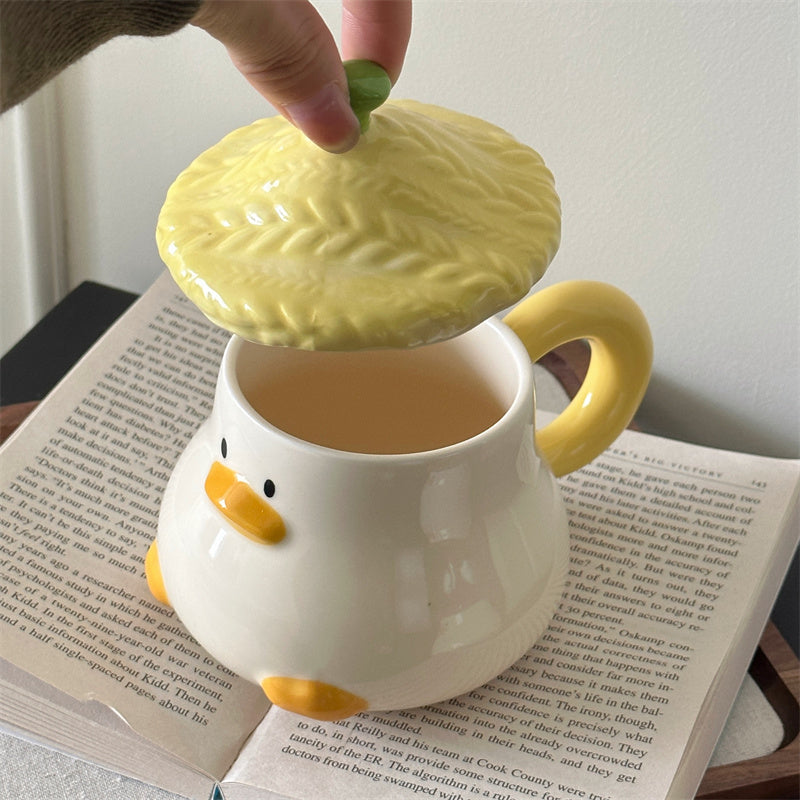 Cute Straw Hat Duck Mug