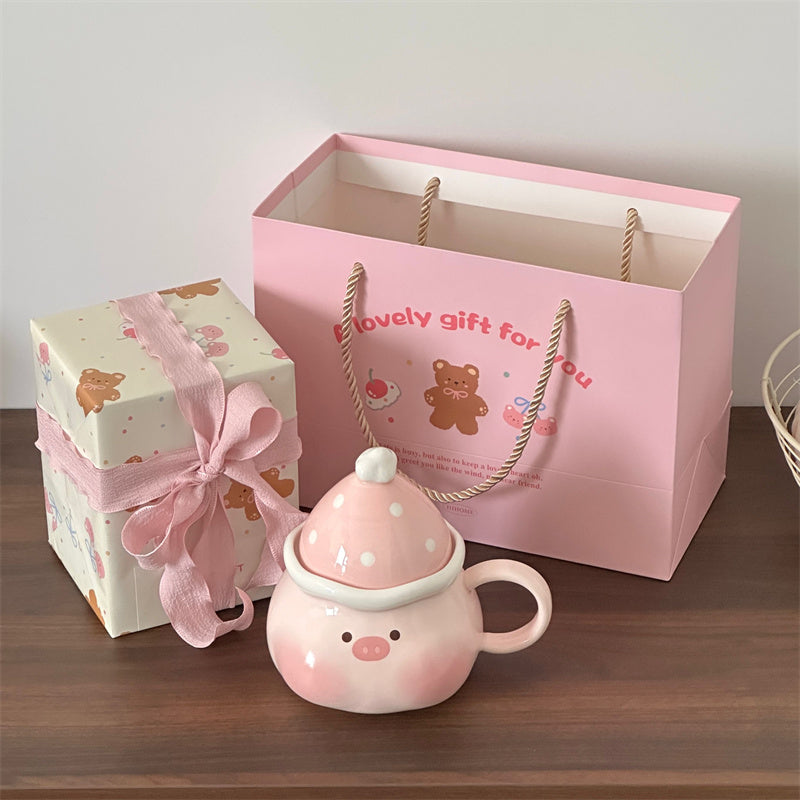 Cute Pig Mug with Lid