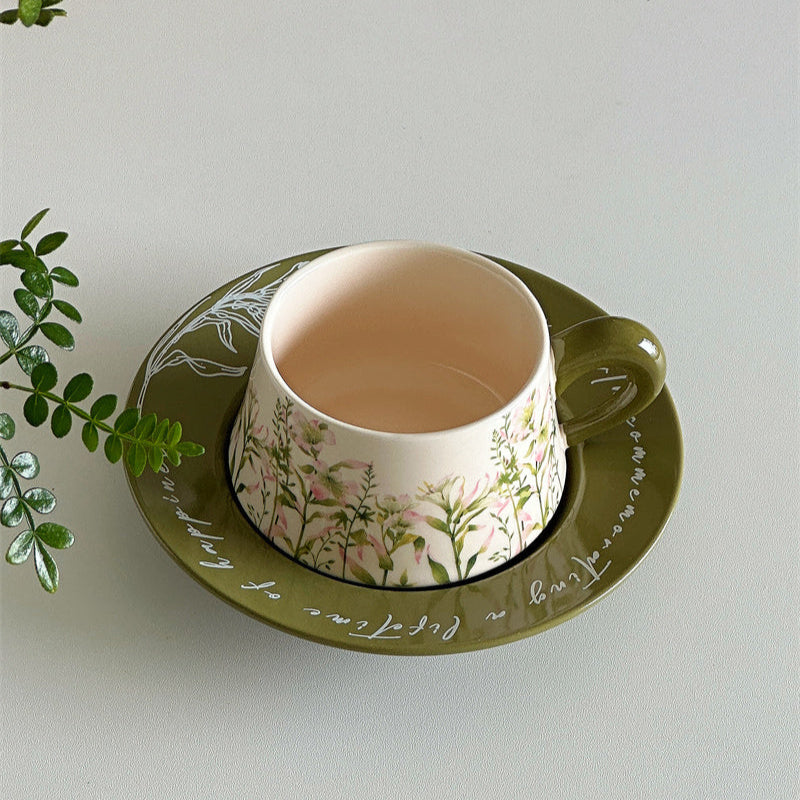 Oil Painting Flower Coffee Cup