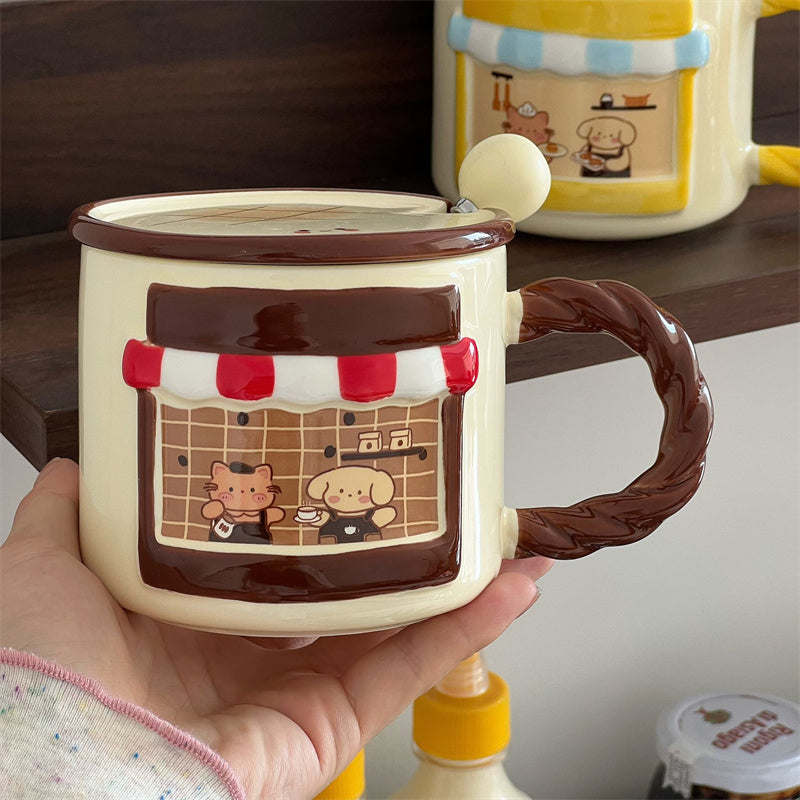 Cat Cafe Mug with Lid