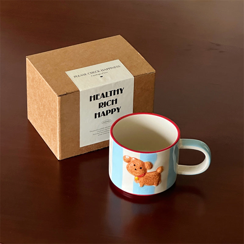 Blue Puppy Striped Mug
