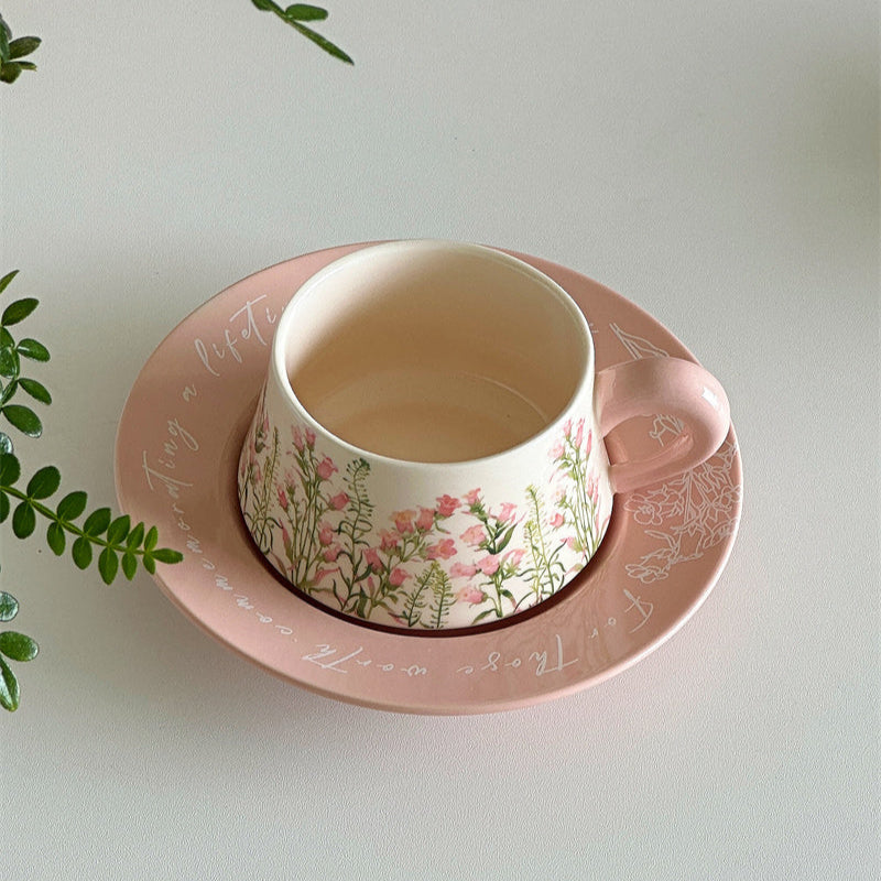 Oil Painting Flower Coffee Cup