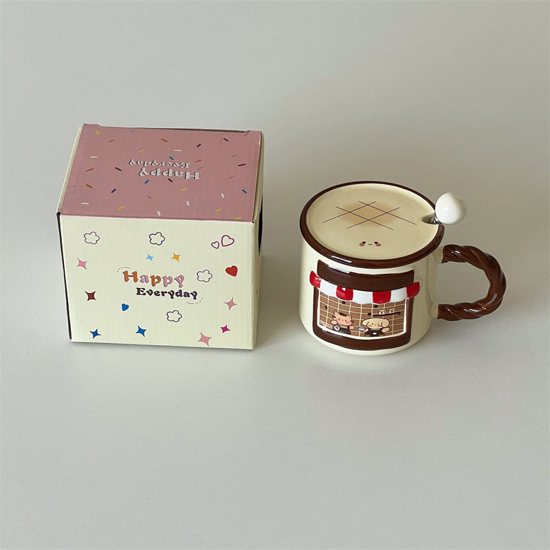 Cat Cafe Mug with Lid