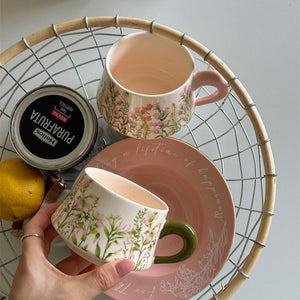 Oil Painting Flower Coffee Cup