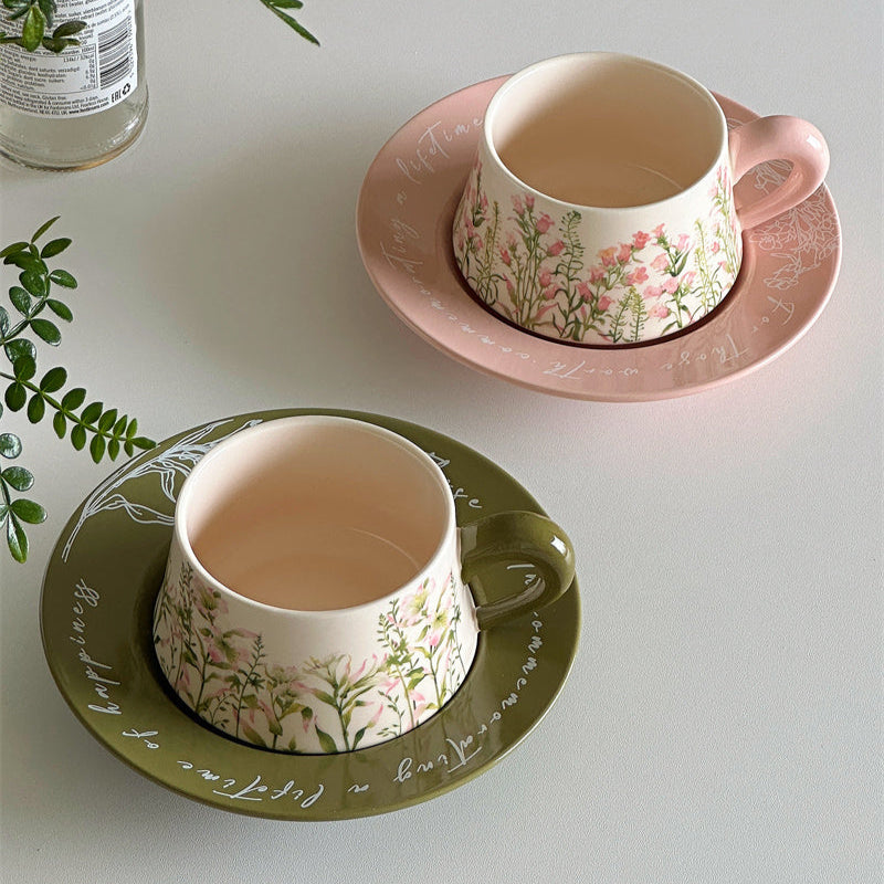 Oil Painting Flower Coffee Cup