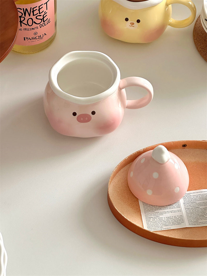 Cute Pig Mug with Lid