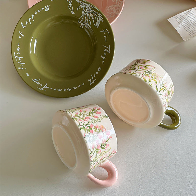 Oil Painting Flower Coffee Cup