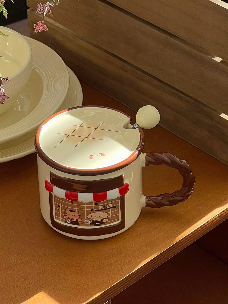 Cat Cafe Mug with Lid
