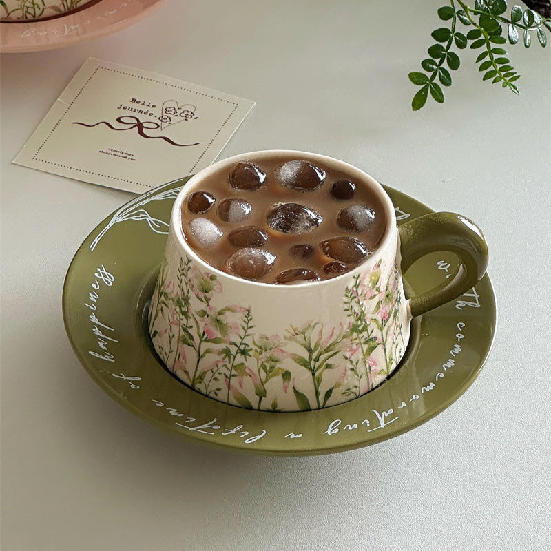 Oil Painting Flower Coffee Cup