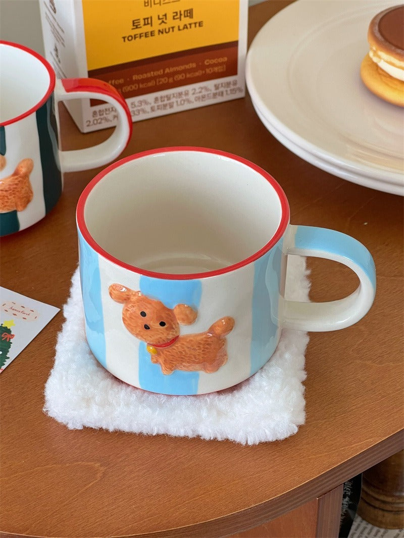 Blue Puppy Striped Mug