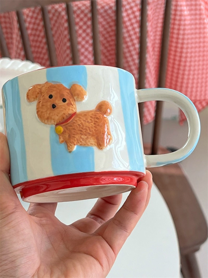 Blue Puppy Striped Mug