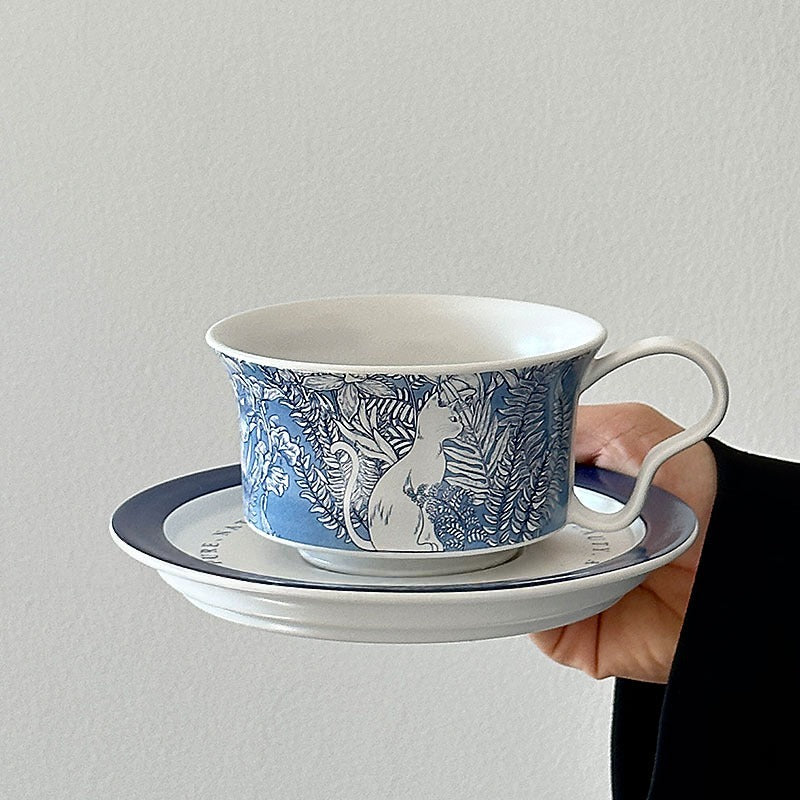Vintage Blue Cat Tea Cup