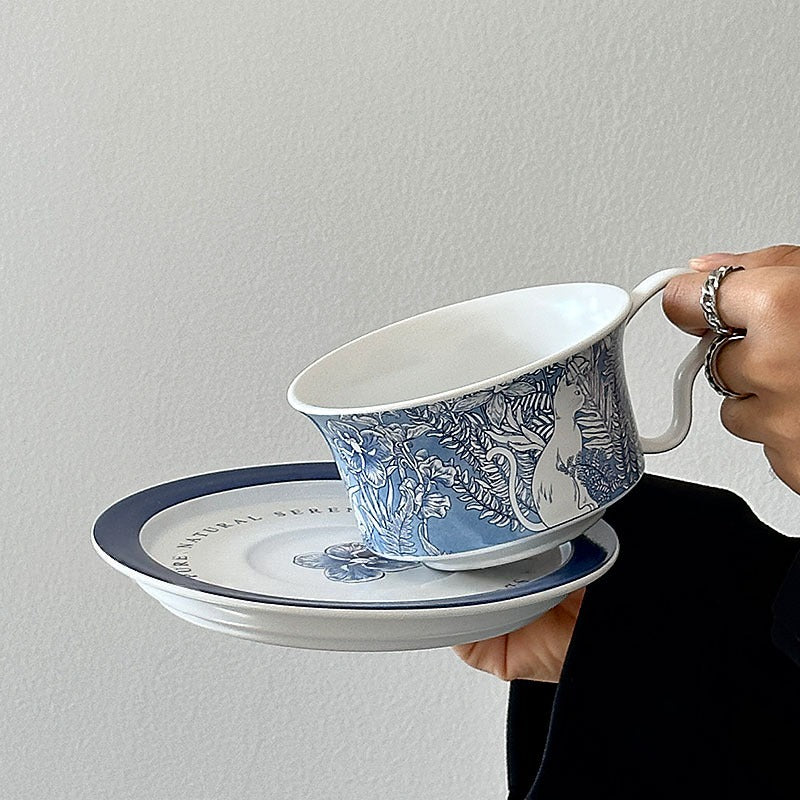 Vintage Blue Cat Tea Cup