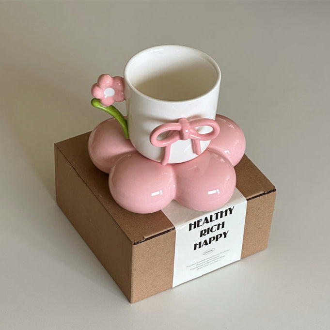 Flower Mug with Saucer