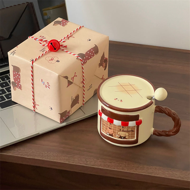 Cat Cafe Mug with Lid